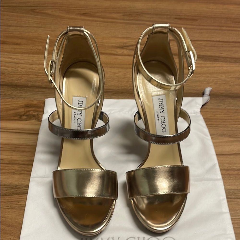 Jimmy Choo Gold Heels with Stiletto Elegance